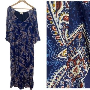 NWT Just Found Paisley Maxi Dress Size 3X Blue Plus Size Maxi Dreas